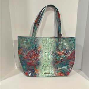 Multicolor Brahmin Crocodile Embossed Tote Bag